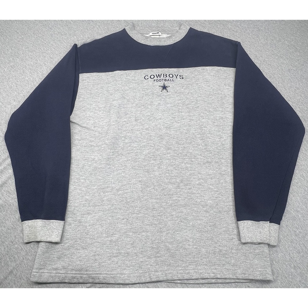 Vintabe Dallas Cowboys Sweatshirt Mens Gray Navy NFL Football 90's Crewneck